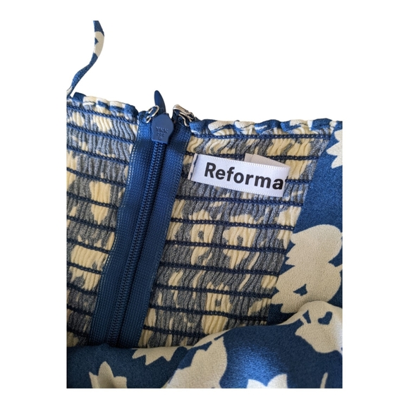 NWOT Reformation Canal Dress in Tuli blue floral wrap tie dress, Small - Picture 3 of 5